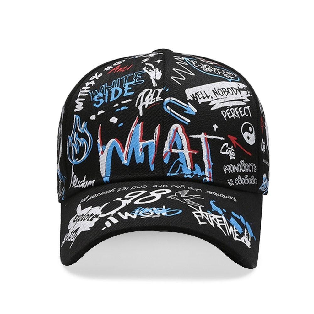 Mũ bóng chày YOLOGO, Mũ chống nắng Graffiti chữ Hip Hop, Mũ Snapback in hình thoáng khí có thể điều chỉnh thông thường dành cho nam nữ