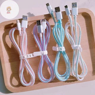 Twe 1.6m Xoắn Ốc Cáp Sạc Dây Bảo Vệ Chống Vỡ Lò Xo Dây Bảo Vệ Cho Cáp Sạc USB Tai Nghe Dữ Liệu Cuộn Dây VN