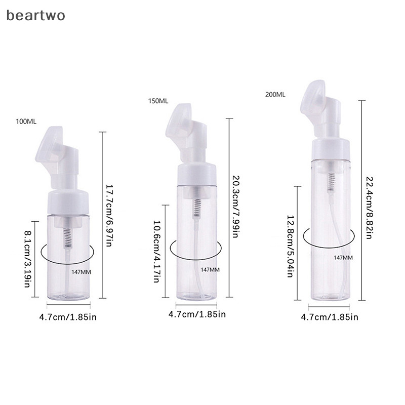 < Beartwo > Chai bơm tạo bọt rỗng 100 / 150 / 200ml với bàn chải silicon Loại ép làm sạch da mặt Chai xốp đẹp