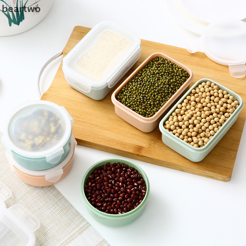 < Beartwo > Tủ Lạnh Mini Crisper Hộp Cơm Trưa Nhỏ Nhựa Kín Hơi Bình Bảo Quản Hộp Tròn Nhà Bếp Cách Nhiệt Hộp Cơm Trưa Hộp Đựng Đồ Ăn Nhẹ Đẹp