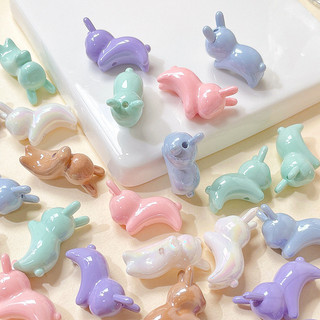 Kem Jelly Đậu Thỏ Dễ Thương Lỗ Thẳng Hạt diy Handmade Rời Hạt Vòng Tay Vòng Cổ Đính Hạt Điện Thoại Di Động Dây Xích Phụ Kiện