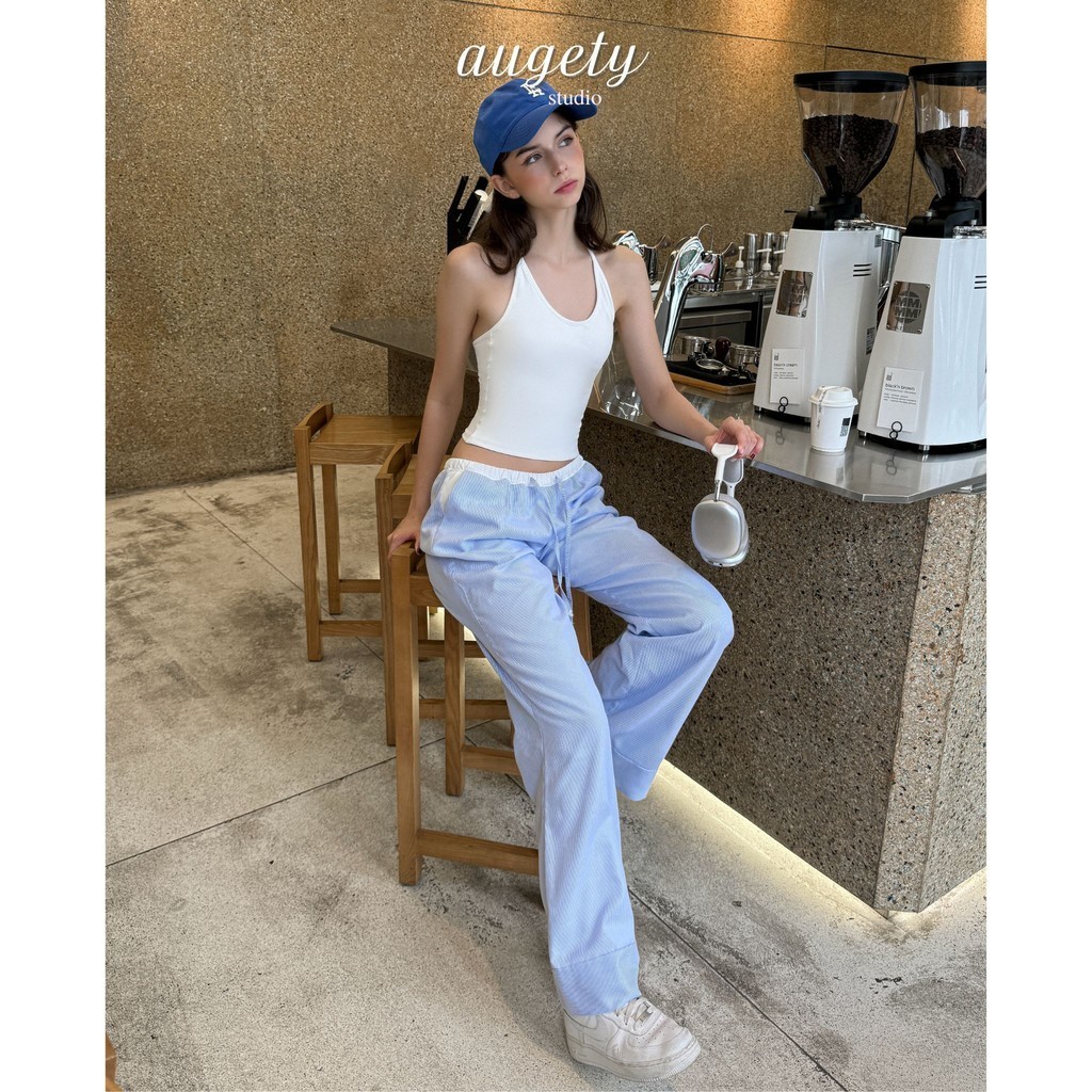 Quần Ống Loe Cạp Trễ Sọc Gân Augety Studio, CHRISTY STRIPED PANTS