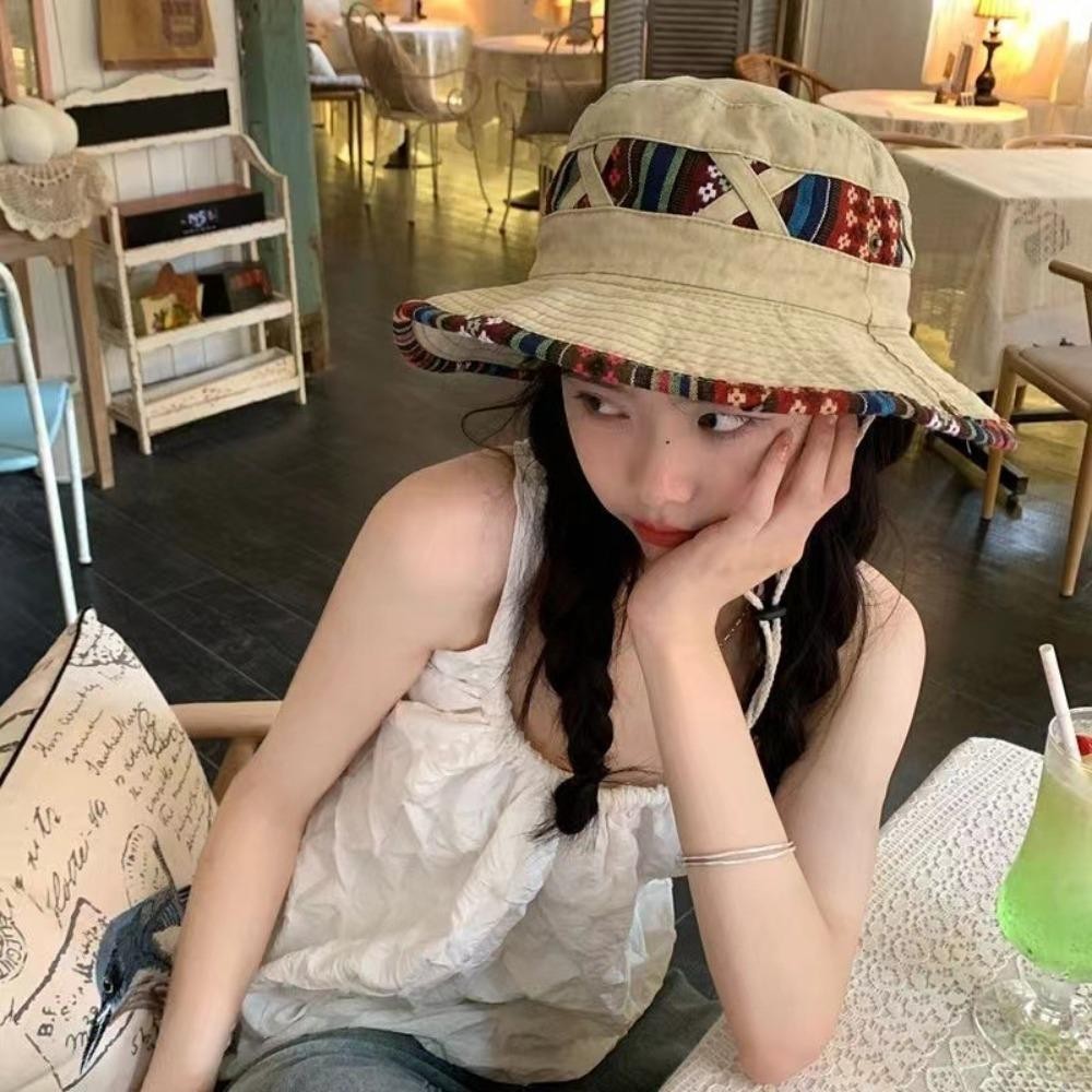 FUHUIOT Mũ Cao Bồi Phương Tây, Mũ Vành Rộng Thoáng Khí Vintage, Ngoài Trời Quốc Gia Gió Sunhat Chống Nắng Nam Leo Núi Mũ Unisex
