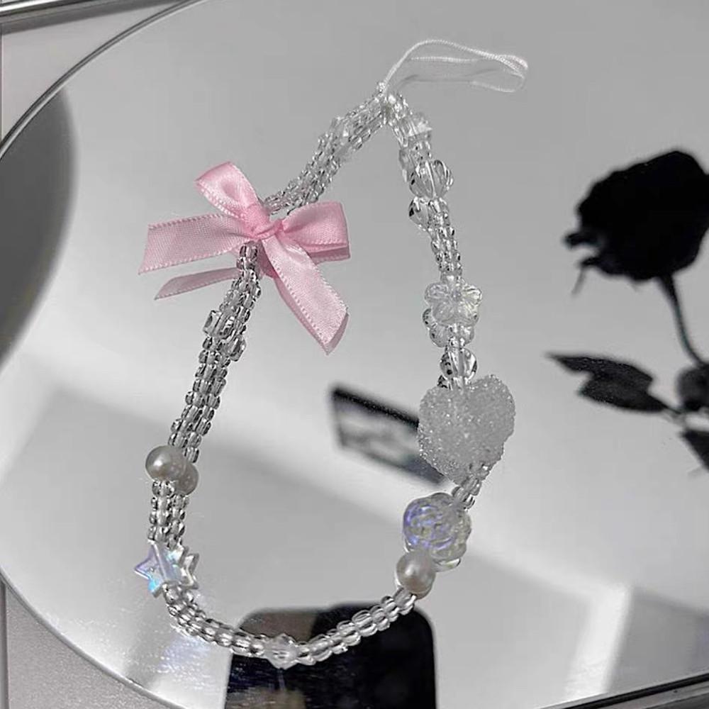 Fugui Camellia Ngọc Trai Dây Điện Thoại Dây Treo Điện Thoại Cổ Tay Hạt Dây Ngắn Đa Năng