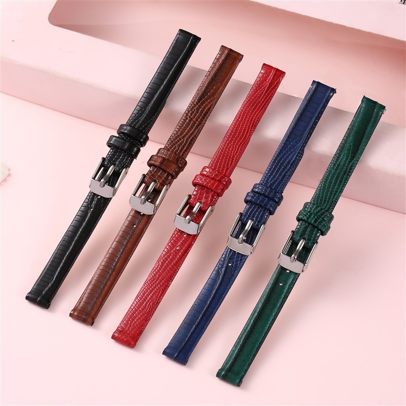 Dây đồng hồ nữ da họa tiết cá sấu 8–16mm cho Lola, dây nhỏ, phù hợp đồng hồ thạch anh
