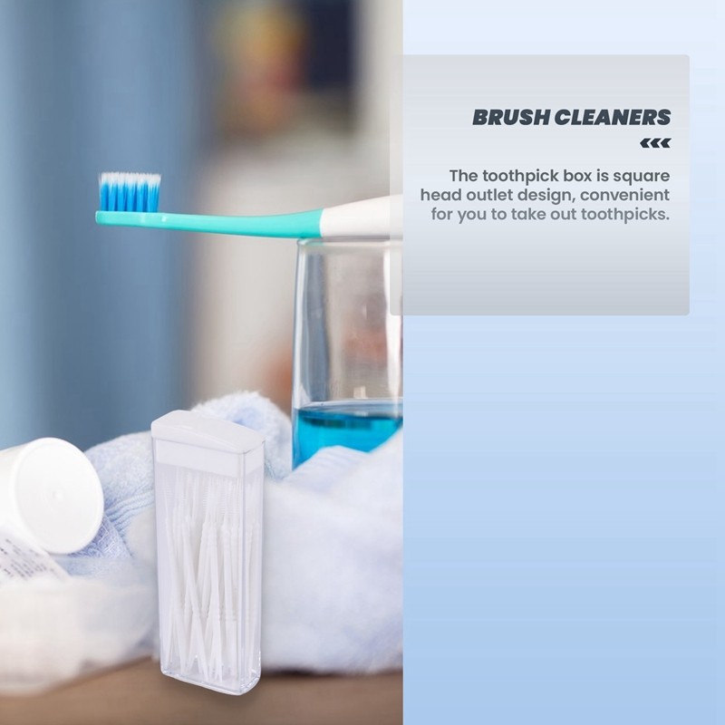 Bộ 50 Nhựa Tăm 2 Chiều Răng Chọn Bàn Chải Interdental Cleaner Hộp Di Động Màu Sắc Ngẫu Nhiên