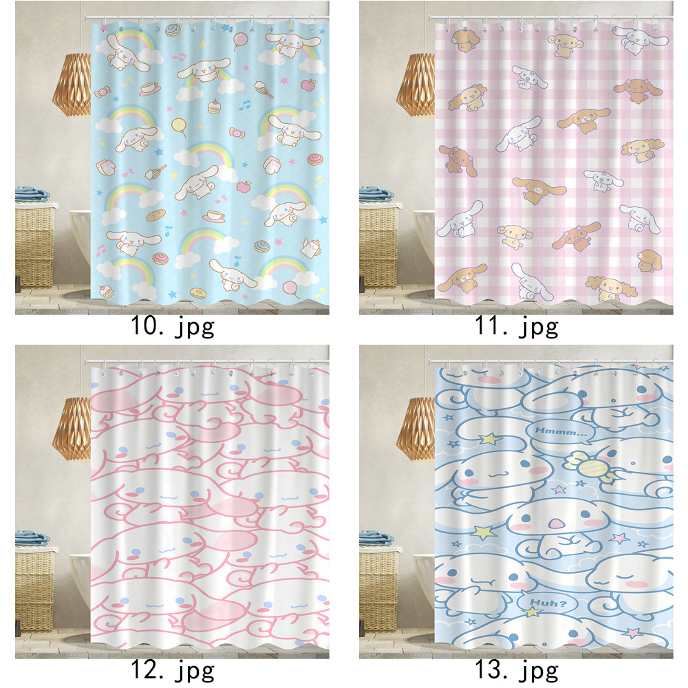 Sanrio Cinnamoroll Polyester Rèm tắm chống thấm nước Trang trí phòng tắm