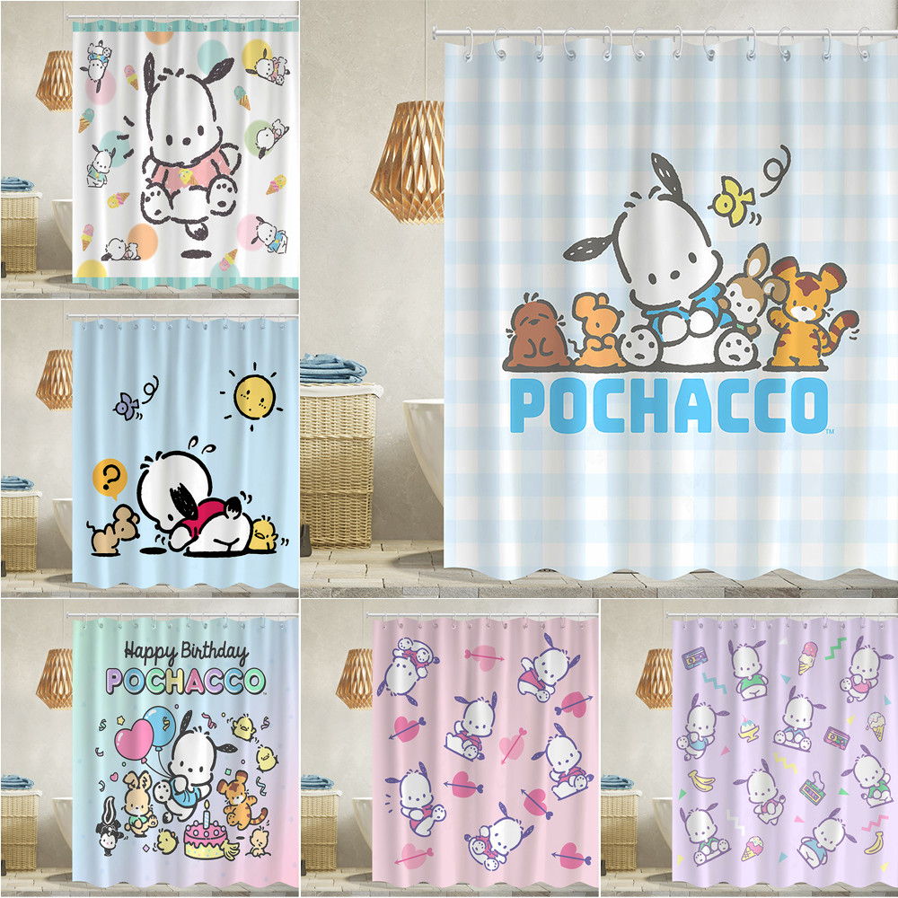 Sanrio Pochacco Polyester Rèm tắm chống thấm nước Trang trí phòng tắm