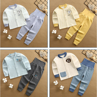 (0-3Y) Bộ Đồ Ngủ Trẻ Em Eo Cao Bé Trai Bé Gái Kid Váy Ngủ Hoạt Hình Cotton Cardigan Nút Đồ Ngủ