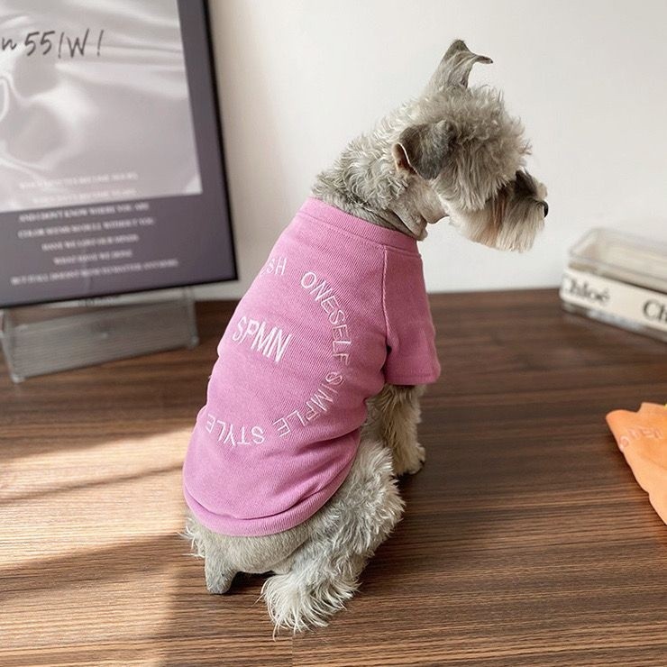 Quần áo thú cưng mỏng mùa xuân thu, Thích hợp cho Yorkshire, Bichon, Teddy và Schnauzer, Thiết kế thêu màu kẹo, Thích hợp cho mèo