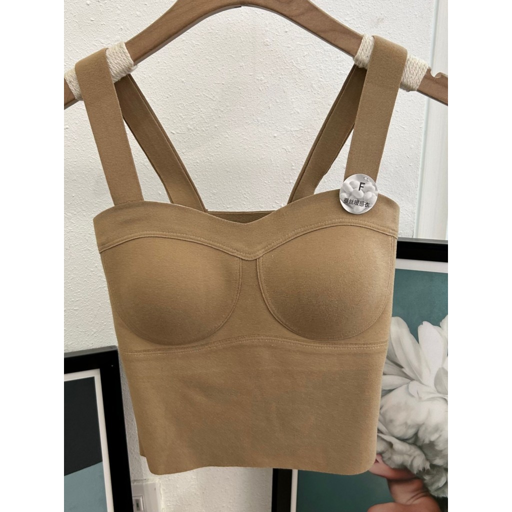 Fengzhixin 2201 Thu Đông Cashmere Lụa Cố Định Một Mảnh Cốc Sling Lưng Đẹp Nữ Thu Đông Slim-