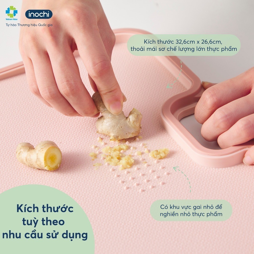 Thớt nhựa kháng khuẩn chống trượt inochi cao cấp, Thớt thái đồ ăn cho bé hạn chế mùi và nấm mốc