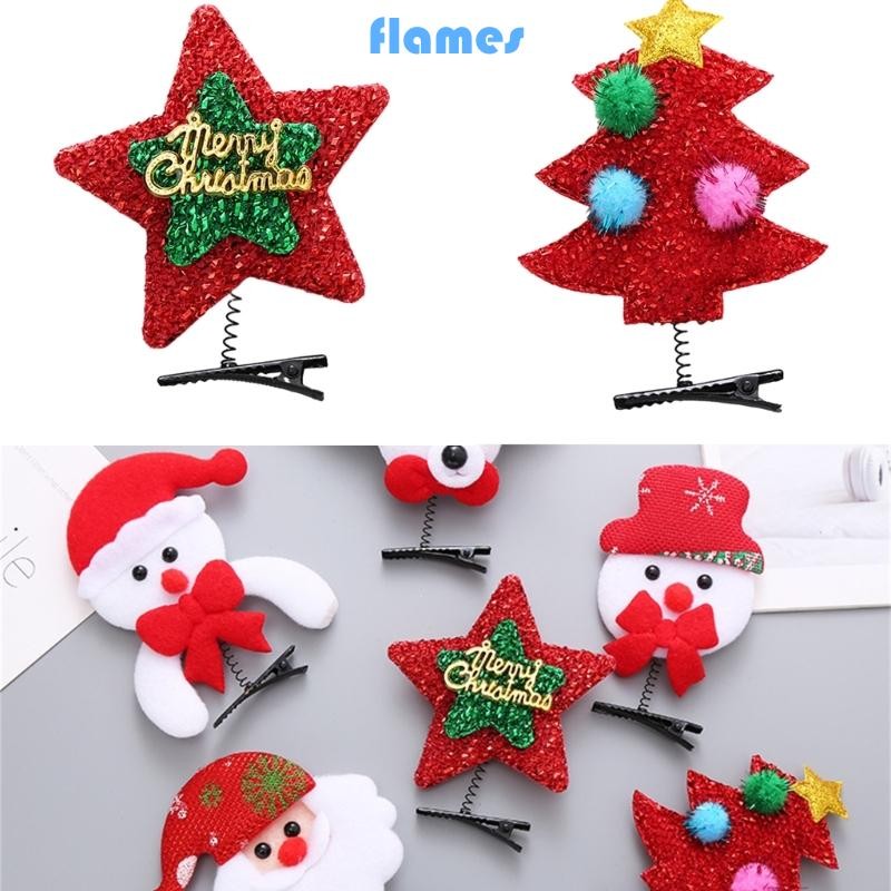 Fl Girls Bangs Kẹp Tóc Giáng Sinh Barrettes Cho Thiếu Niên Mặc Năm Mới