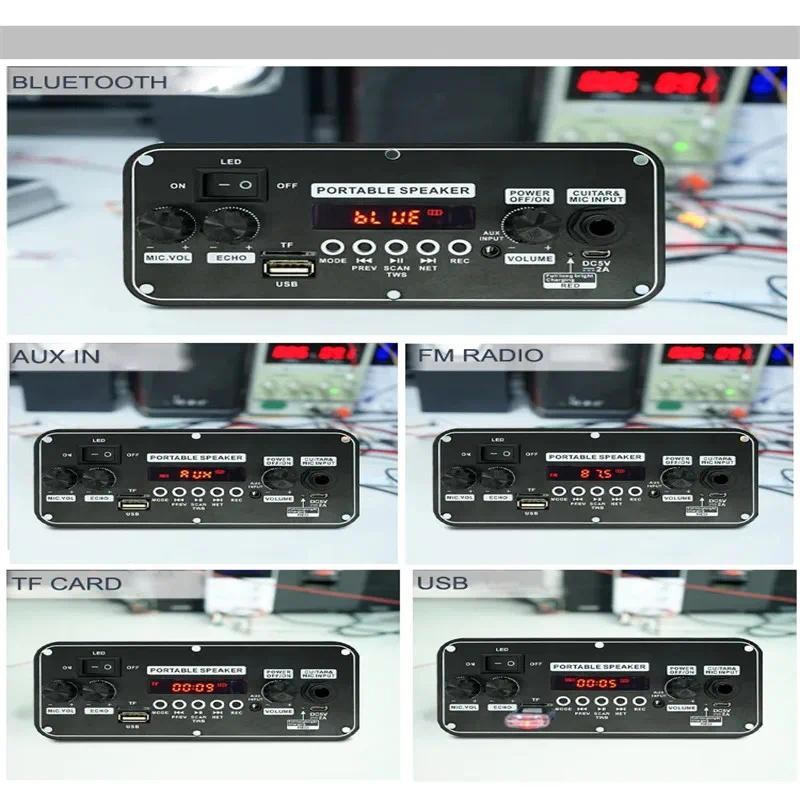 Bảng giải mã 20W DC 5V Bluetooth 5.0 MP3 WAV APE Khuếch đại Âm thanh ô tô Máy nghe nhạc DIY Mô-đun vô tuyến FM RGB TF AUX USB Mic Record