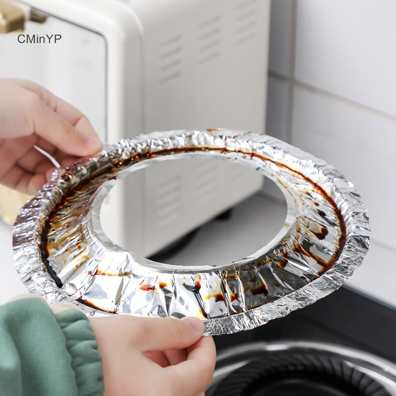 Cminyp 10 Cái / bộ Vỏ Lá Nhôm Dày Bếp Gas Chống Dầu Miếng Lót Bảo Vệ Vỏ Chống Vệ Sinh Miếng Lót Nhà Bếp Làm Sạch Phần Vinh Quang