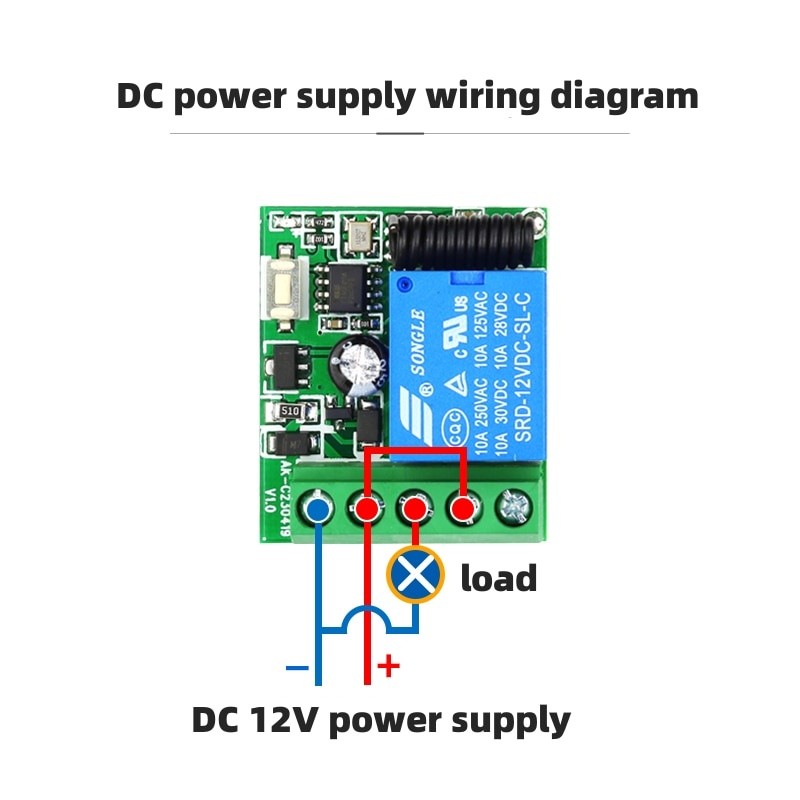 Công tắc điều khiển từ xa không dây đa năng 433 Mhz Đèn xe máy Điều khiển ánh sáng ô tô DC 12V 1CH Mô-đun thu rơle và Bộ phát RF Khóa điện tử Diy
