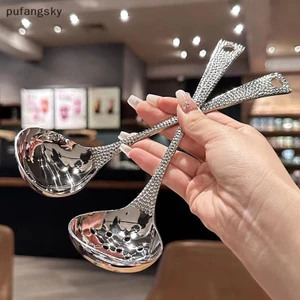 Pusky Thìa Canh Inox Làm Sâu Thìa Dung Tích Lớn Gương Bạc Đánh Bóng Flatware Súp Cơm Nhà Bếp Bộ Đồ Ăn VN