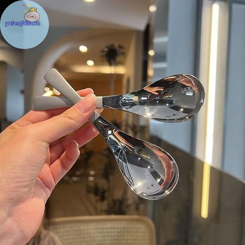 Pufangbliss Thìa Canh Inox Nhà Bếp Dung Tích Nhà Vàng Bạc Gương Đánh Bóng Flatware Cho Cà Phê Bộ Đồ Ăn VN