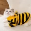 LAKAM Pet Bee Trang Phục Có Mũ Trùm Đầu, Quần Áo Cho Chó Mèo Mềm Thoáng Khí, Mùa Đông Ngộ nghĩnh Ấm Sọc Thiết Kế Mèo Ngày Lễ Cosplay Quần Áo Đồ Dùng Cho Thú Cưng