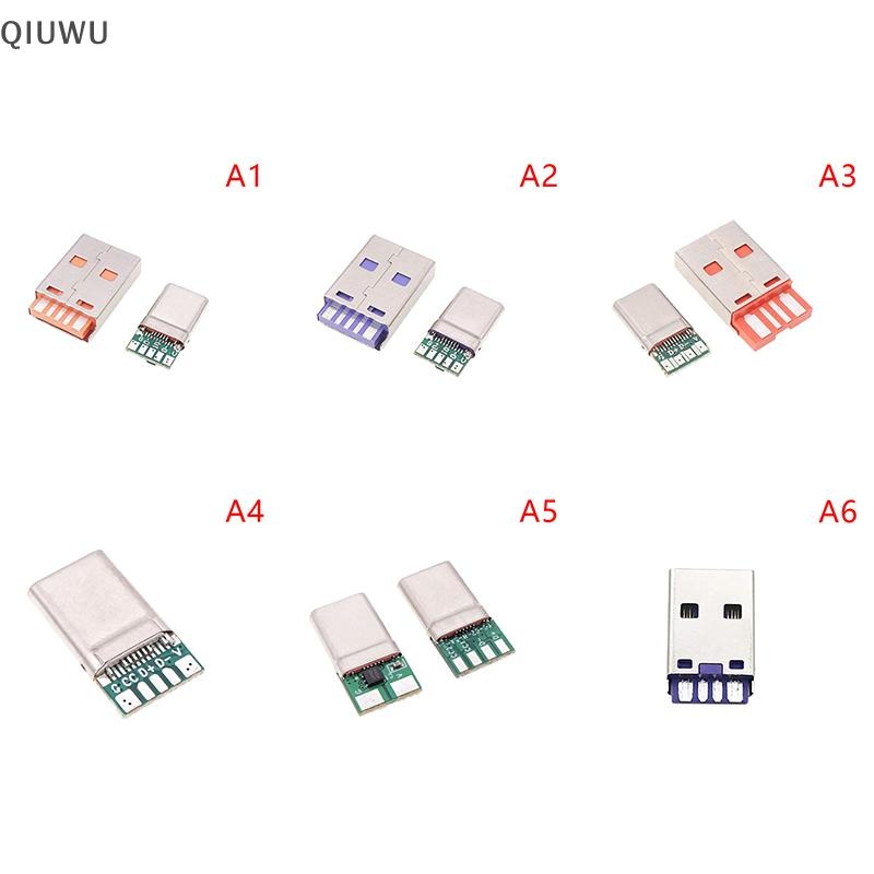 Qiuwu Sạc Nhanh Type-C USB 65W 5A Đầu Nối Nam Hàn Với 5Pin PCB + Loại A Nam 6 Pin USB DIY Bộ Sạc Dữ Liệu OTG.