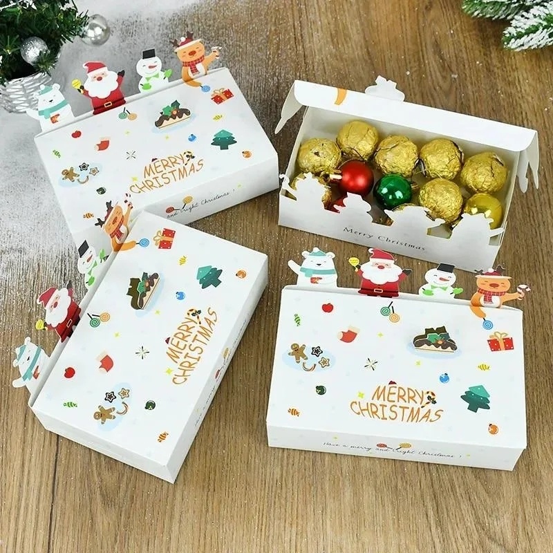 Ông Già Noel Người Tuyết Nai Sừng Tấm Hộp Quà Giáng Sinh Năm Mới Tiệc Gia Đình Trẻ Em Kẹo Hộp Bánh Quy