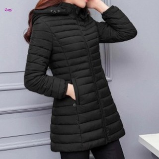 Áo khoác mùa xuân phồng nữ có mũ trùm đầu dài vừa phải Áo khoác mùa đông có thể đóng gói