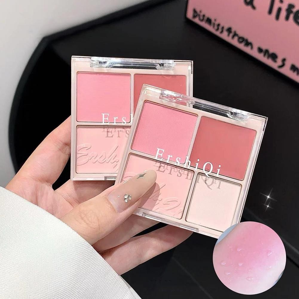 Bảng xếp nếp nổi bật bốn màu Blush Highlight Vitality Expansion Rouge Pink Girl Student Peach D2i7