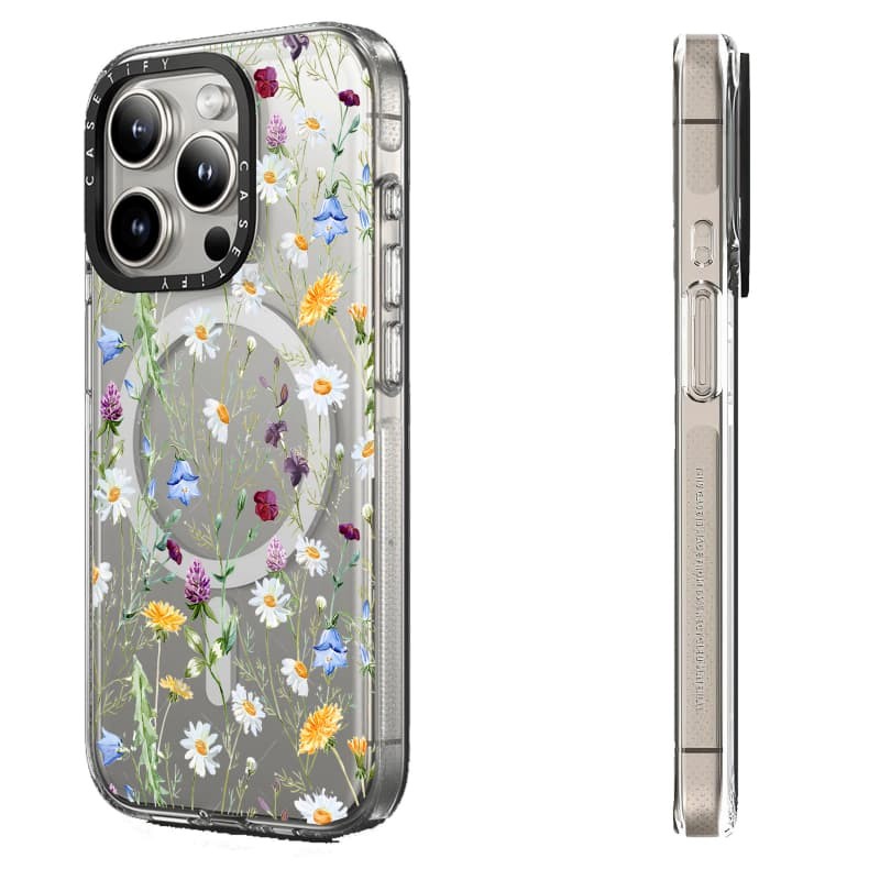 Casetify X Floret Hút Từ Tính Trong Suốt Cứng Acrylic Lưng TPU Edge Ốp Lưng Điện Thoại Ốp Lưng Tác Động Cho Apple IPhone 13 14 15 Pro Max