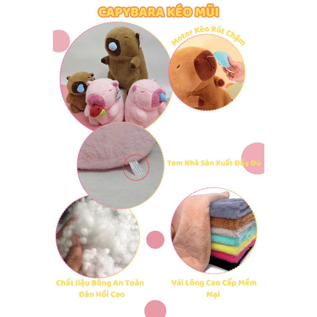 [ RÚT CHẬM ] Capybara Chảy Nước Mũi Mini Chuột Lang Capybara Kéo Rút Chậm Cao Cấp