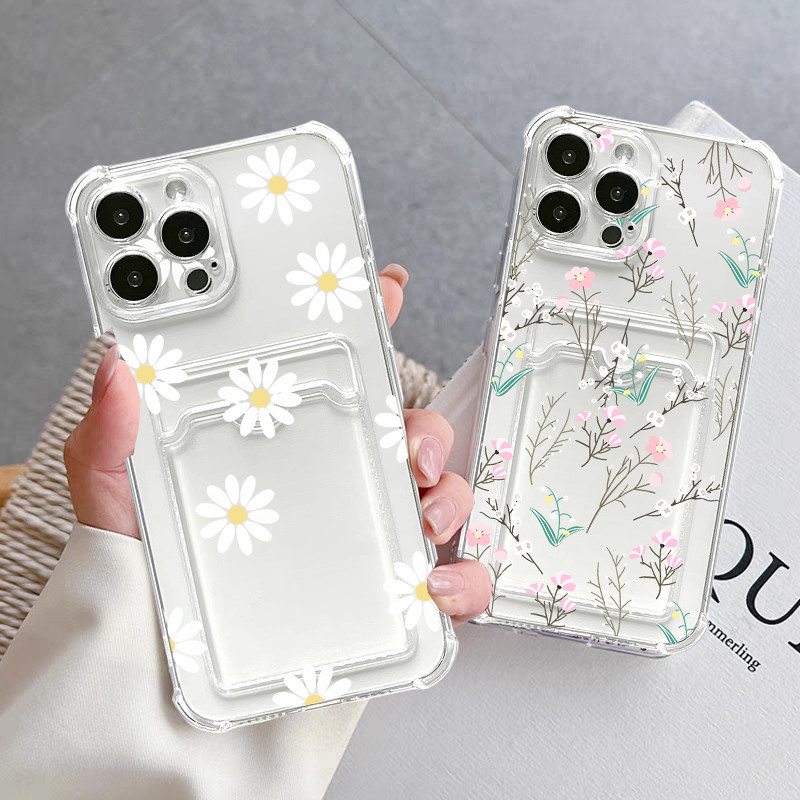 Nụ Cười Dễ Thương Hoa Cúc Đựng Thẻ Ảnh Ví Điện Thoại Cho Xiaomi Redmi Note 13 14 Pro Plus 5G 4G 12 Vỏ Silicon Mềm TPU Hoạt Hình Chống Sốc