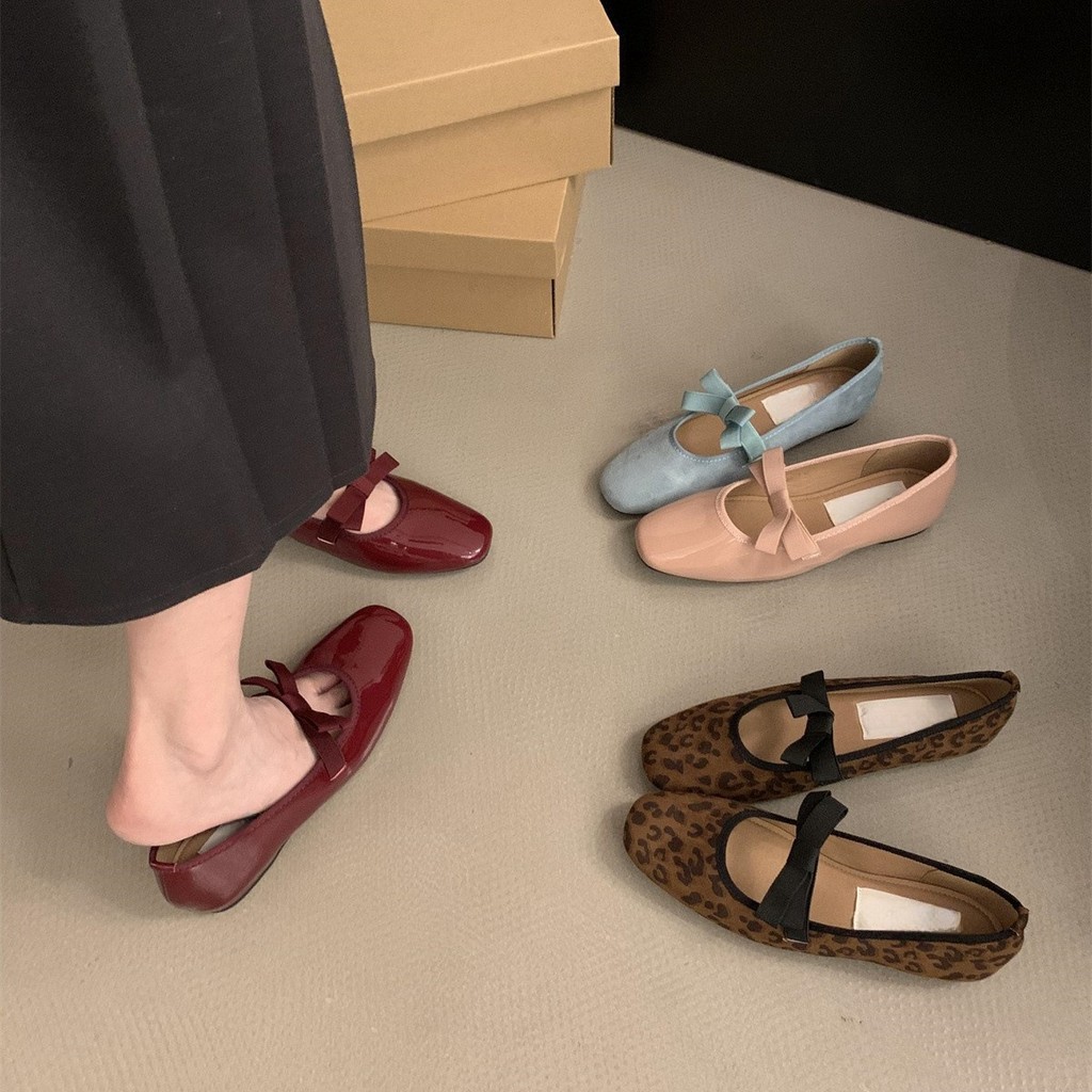 🔥Còn hàng🔥Giày búp bê mềm Giày ballet gót thấp Thiết kế nơ（size35-40）