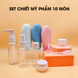 Bộ Chiết Mỹ Phẩm Du Lịch 10 Món Cao Cấp - Set Chiết Mỹ Phẩm 10 Chi Tiết Tiện Lợi DT004