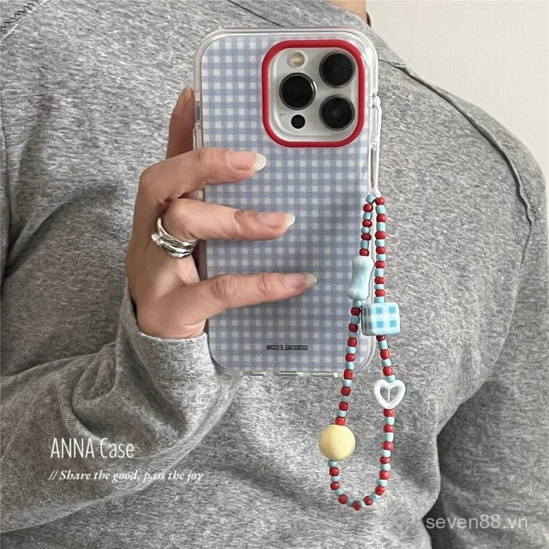 Ốp Điện Thoại Thích Hợp Cho iPhone Dây Xích Kẻ Sọc Trắng Xanh 16 / 15promax / 14 Phong Cách Mới 13 / 12 / 11pro Niche xsmax / xr Creative plus Chống Sốc Lỗ Lớn Bao Gồm Tất Cả Vỏ Bảo Vệ YNAI