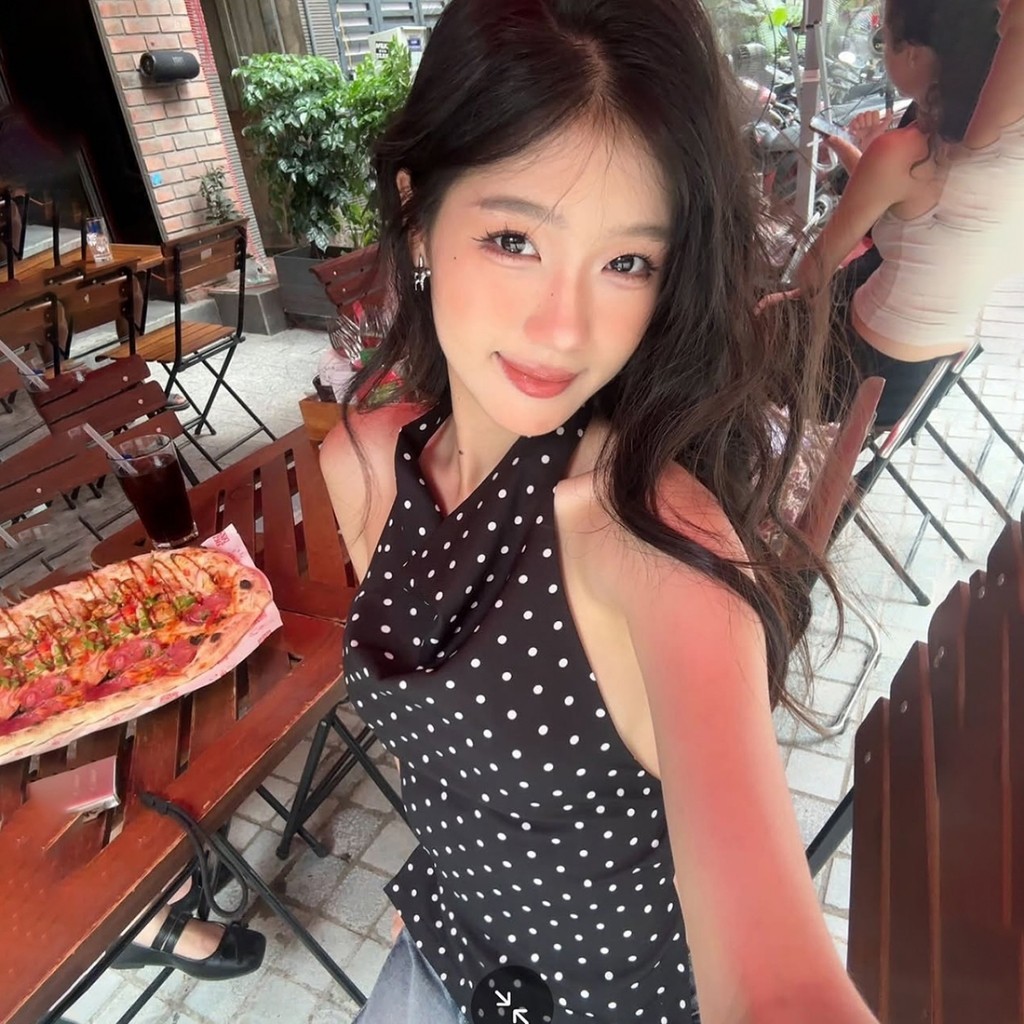 Kliou Áo Vest Dây Chấm Bi In Hình Lưng, Thiết Kế Giúp Trông Mảnh Mai Hơn, Phong Cách Vintage Mùa Hè Cho Nữ