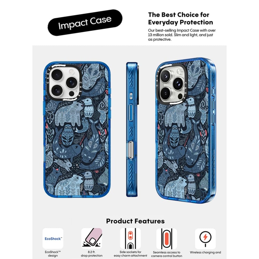 CASECASE X Vỏ Totem Động Vật Bầu Trời Màu Xanh Trong Suốt Cứng Hút Từ Tính Tác Động Dành Cho Apple IPhone 12 13 14 15 16 17 Pro Max Plus Có Hộp