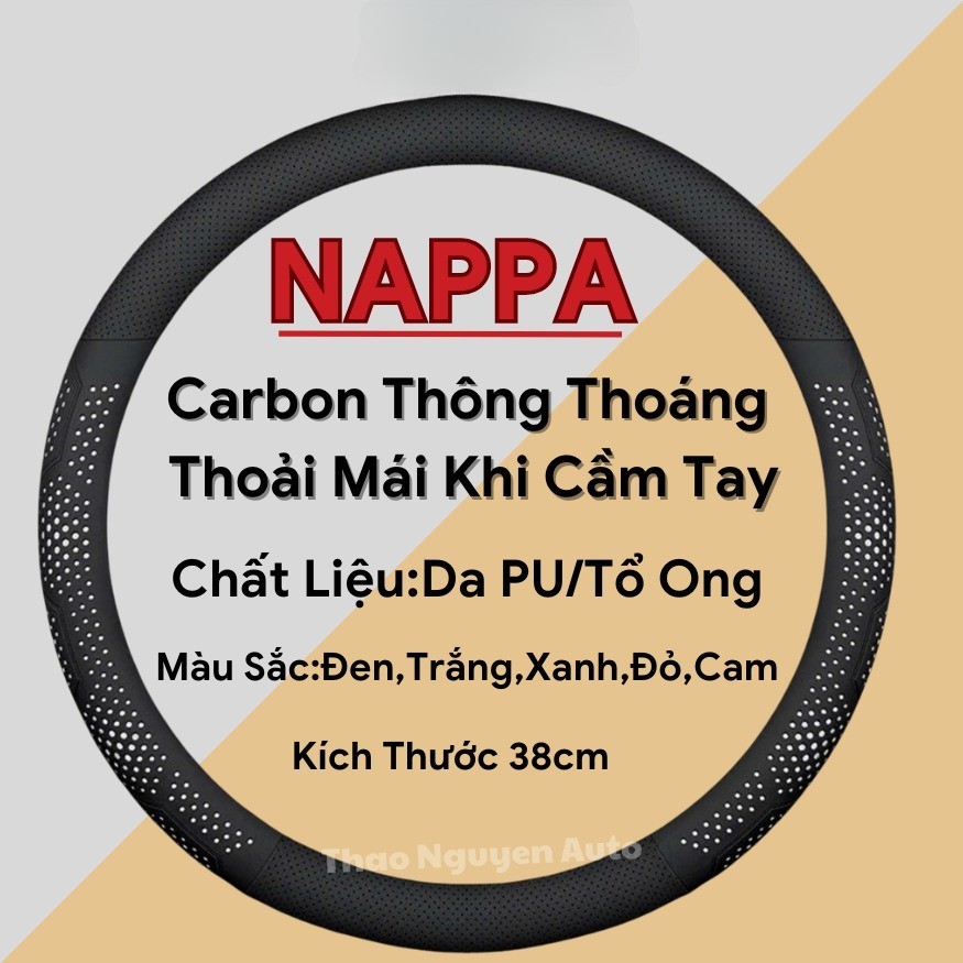 Bọc vô lăng ô tô da Nappa cao cấp mềm mịn êm tay thoáng khí cầm chắc tay phù hợp với các loại xe con 4-5-7 chỗ xe tải