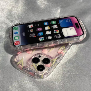 Hoa Tulip Trong Suốt Giá Đỡ Cho iPhone 16 15 14 Pro 13 12 11 Pro Max 13 12 Mini 16E 7 8 6 6s Plus XS Max XR X SE 2020 Cô Gái TPU Vỏ Điện Thoại