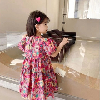 Đầm Công Chúa Bé Gái Tay Ngắn Họa Tiết Hoa Nhí - Váy Xòe Phong Cách Ngọt Ngào