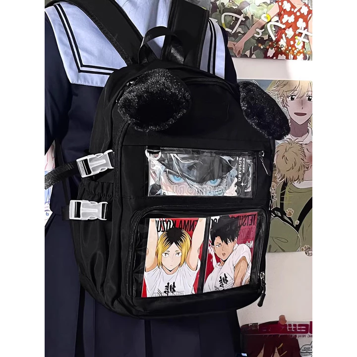 Kawaii Ita Ba Lô Ita Túi DIY Huy Hiệu Hiển Thị Ba Lô Hoạt Hình Dễ Thương Chó Con Tai Ba Lô Du Lịch Laptop Ba Lô