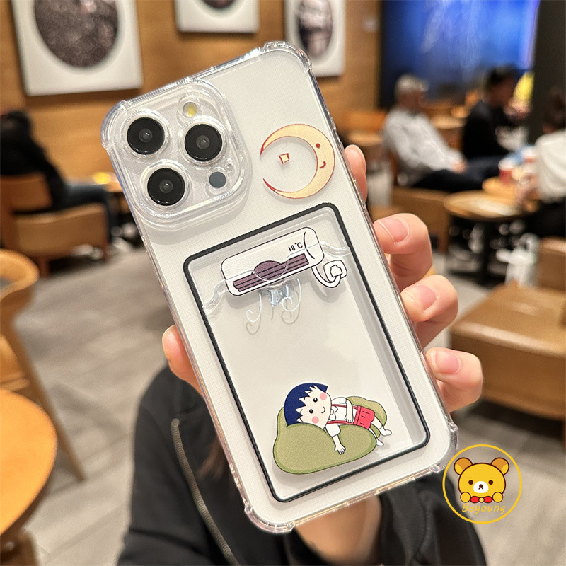 Vỏ đựng thẻ Crayon Shin-chan cho Xiaomi 14T 14 13T 13 12T 12 12X 12S Pro Ultra Mi 11 Lite Poco C75 C65 C40 C31 5G 4G Vỏ điện thoại dạng ví mềm Maruko dễ thương