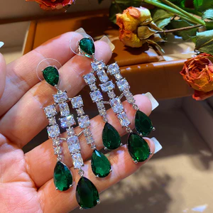 Hàn Quốc Dài Zircon Thanh Lịch Phong Cách Mới Nhẹ Bông Tai Sang Trọng Bán Buôn