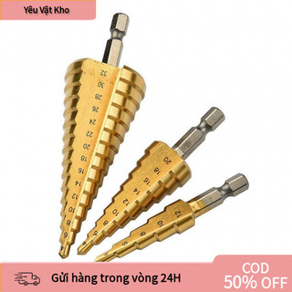 [COD] Mũi Khoan Tháp Chuôi Lục Giác Phủ Titan HSS Khoan Lỗ Ống Kim Loại Gỗ Nhựa Đa Kích Cỡ