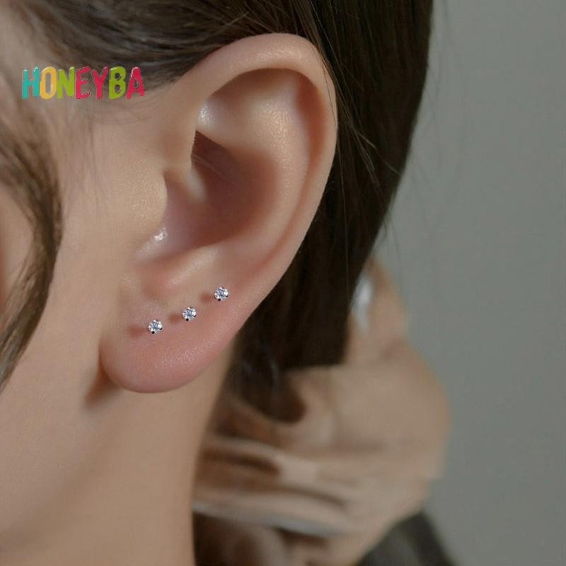 < Honeyba > 1 Chiếc Bông Tai Zircon Thép Titan Cho Nữ Tiệc Bé Gái Mới Món Quà Trang Sức Mỹ