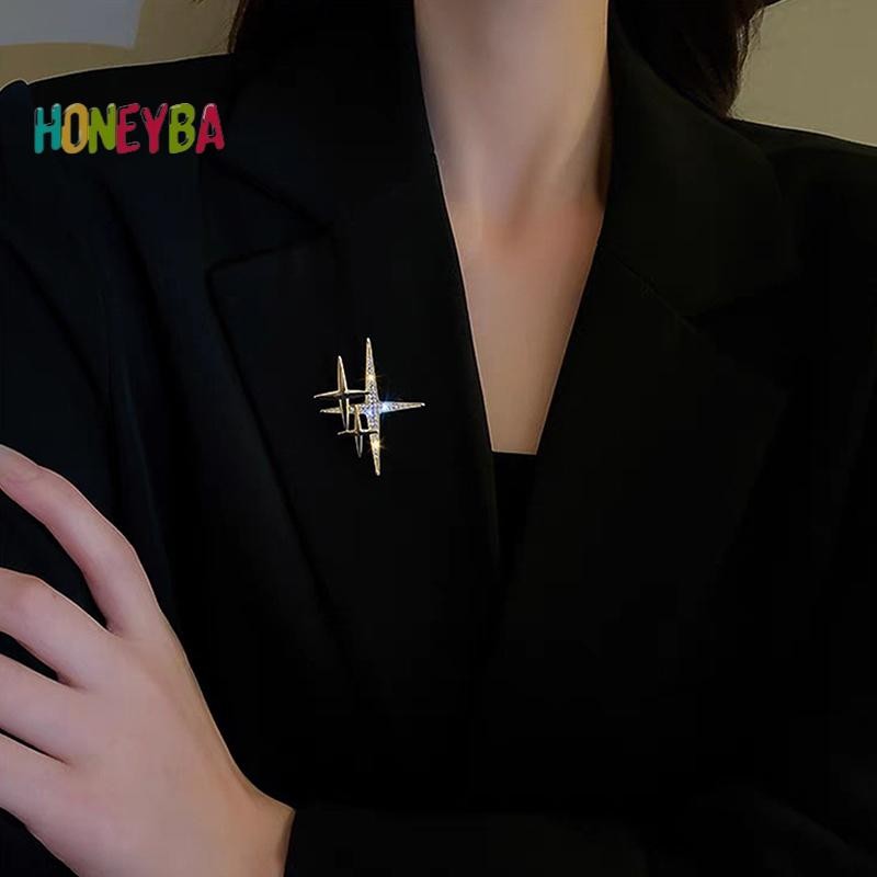 < Honeyba > Trâm cài hình ngôi sao cá tính đơn giản Thiết kế hợp thời trang dễ thương Corsage Pin thời trang cho bộ đồ tiệc tối Trang sức biểu tượng