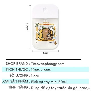 Bình Xịt Phun Sương Mini Nước Rửa Tay Gói Packing Card Cute Timo DDD30