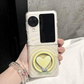 Ốp Điện Thoại Gấp Oppo Find N3 Flip Boyang Thiết Kế Trong Suốt Hào Quang Nhuộm Trái Tim Từ Giá Đỡ Vòng Tay Cứng tpu Vỏ Điện Thoại