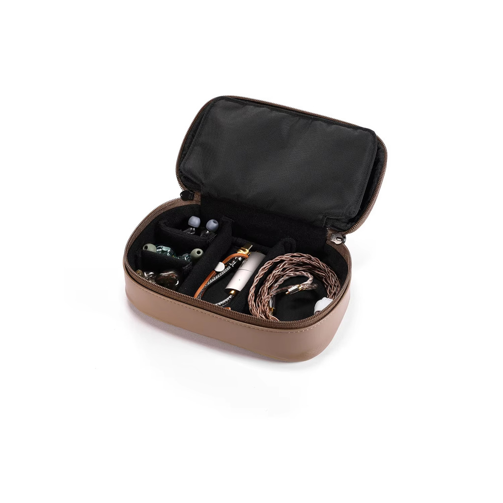 Hộp đựng HiFi di động DD DdHiFi CZ180 bằng da tổng hợp và dây kéo thanh trượt đôi YKK tùy chỉnh (Màu hạt cà phê)