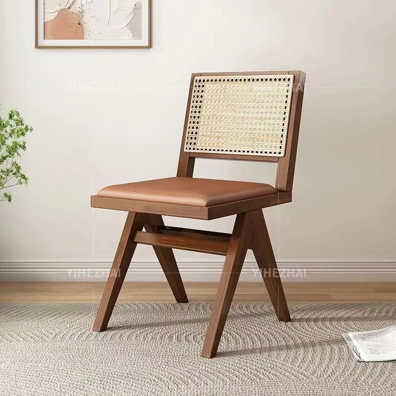 Ghế ăn bằng gỗ Bắc Âu Ghế mây Ghế bành tại nhà Phong cách Nhật Bản Ghế mây ban công Chandigarh Giải trí retro Nhà nghỉ — ảnh 1