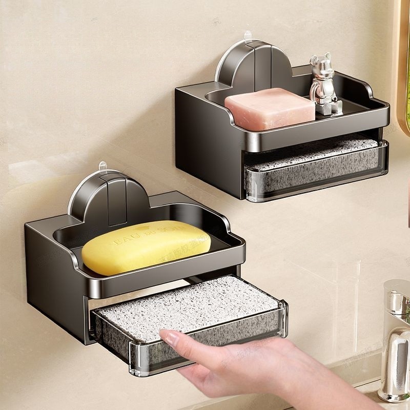 Đĩa xà phòng mới bằng nhựa, Cốc hút hấp phụ mạnh, Hộp đựng xà phòng không đục lỗ, Giá xả xà phòng chậu rửa
