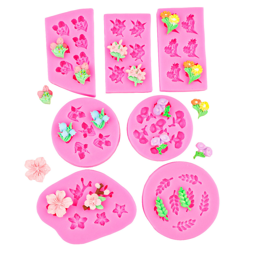 Daisy Lily of the Valley Hoa Mai Đào Hoa Khuôn Silicon DIY Flower Series Chocolate Nướng Bánh Trang Trí Hương Liệu Thạch Cao Nhựa Khuôn